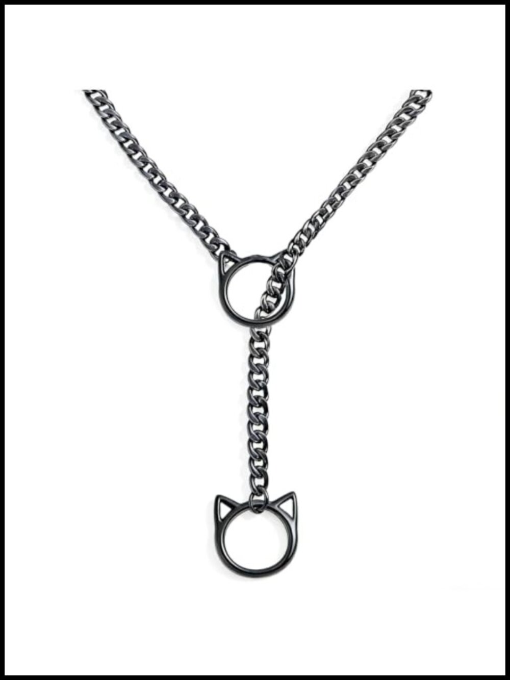Cat O-Ring Slip Chain Necklace Stainless Steel Cuban Chain Punk Choker